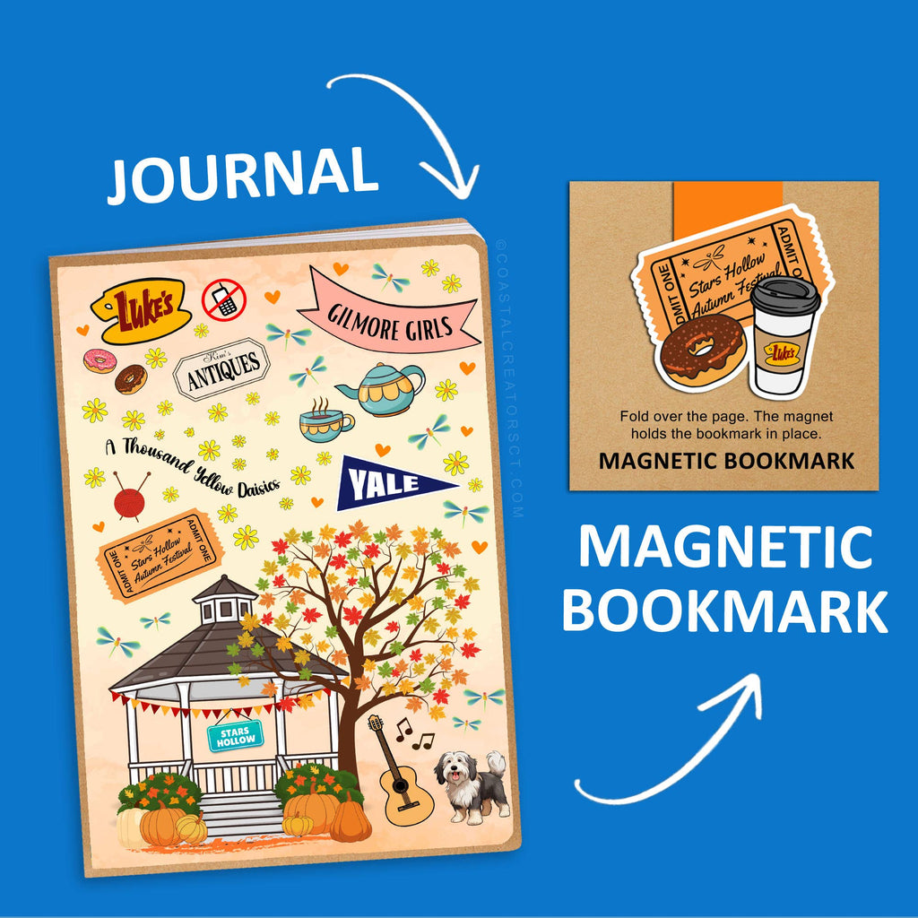 Gilmore Girls Inspired Journal with Magnetic Bookmark Set
