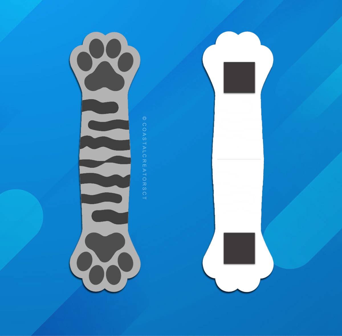 2-Pack Cat Paws Grey Striped Magnetic Bookmarks (Packaged)