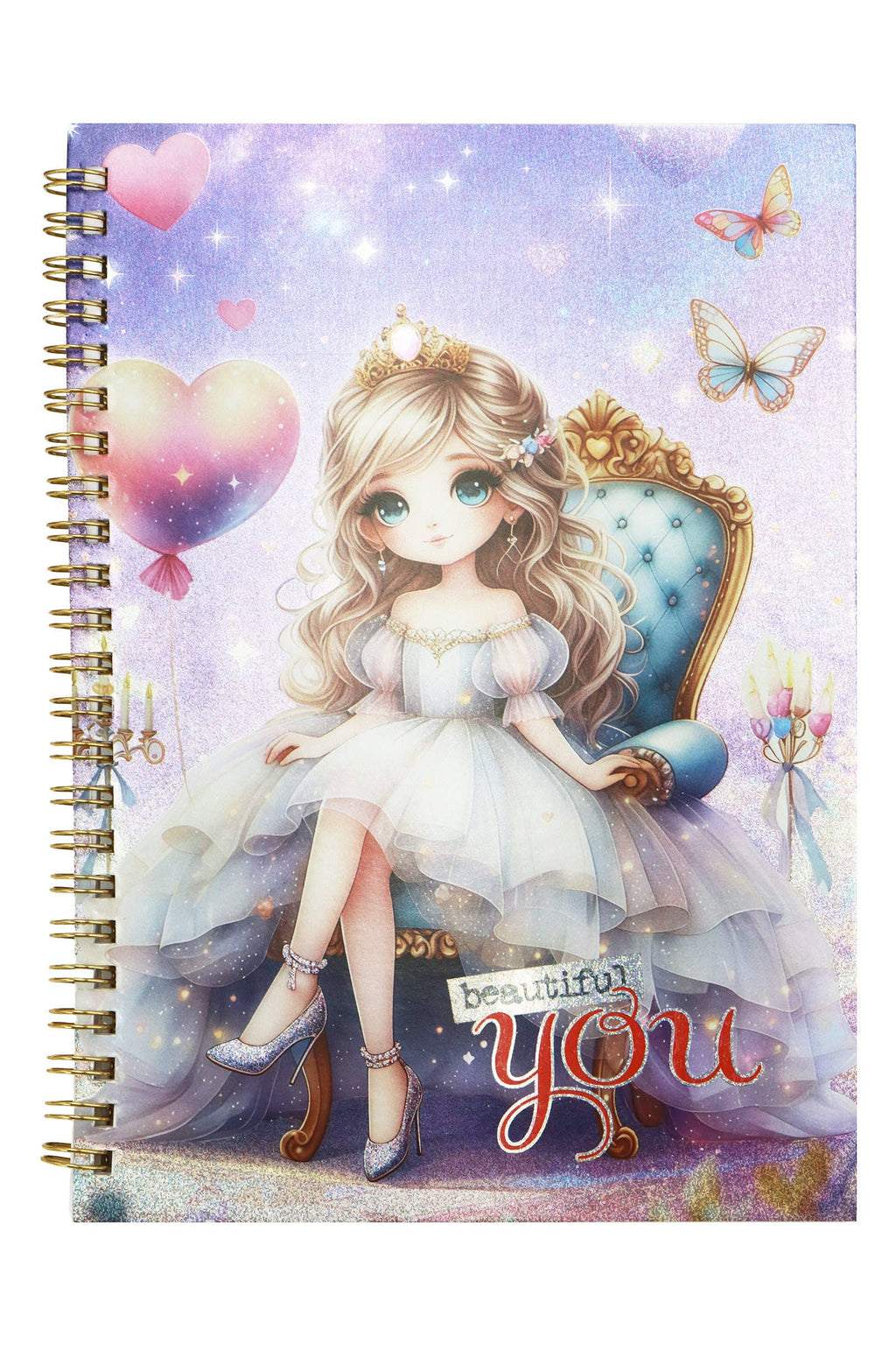Princess Iridescent A5 Spiral Bound Notebook - 12 Pcs