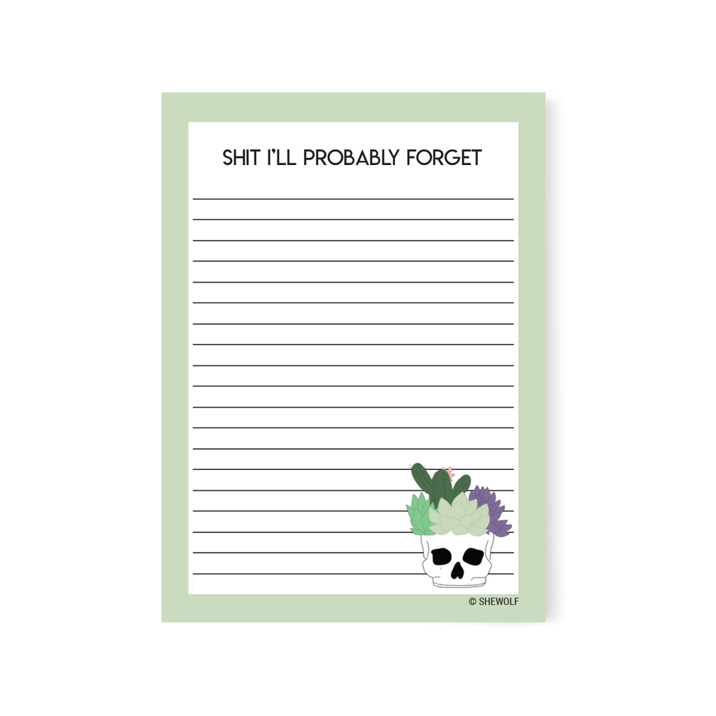 Notepad: Shit I'll Probably Forget / Funny To-Do List Takpad