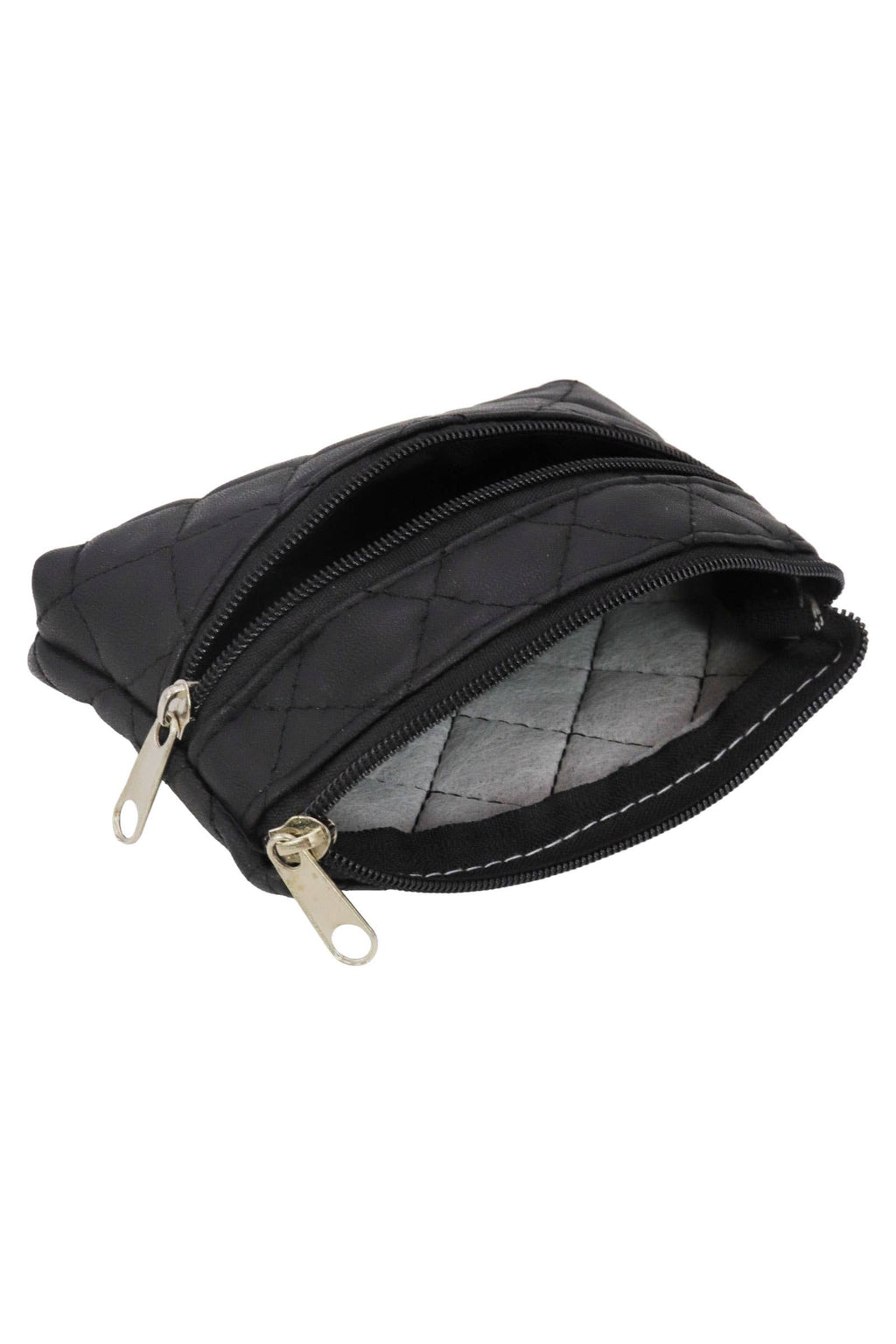 Diamond Quilted Double Zipper Coin Purse Bag