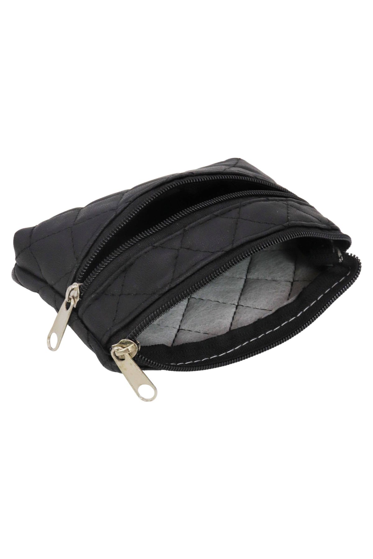 Diamond Quilted Double Zipper Coin Purse Bag