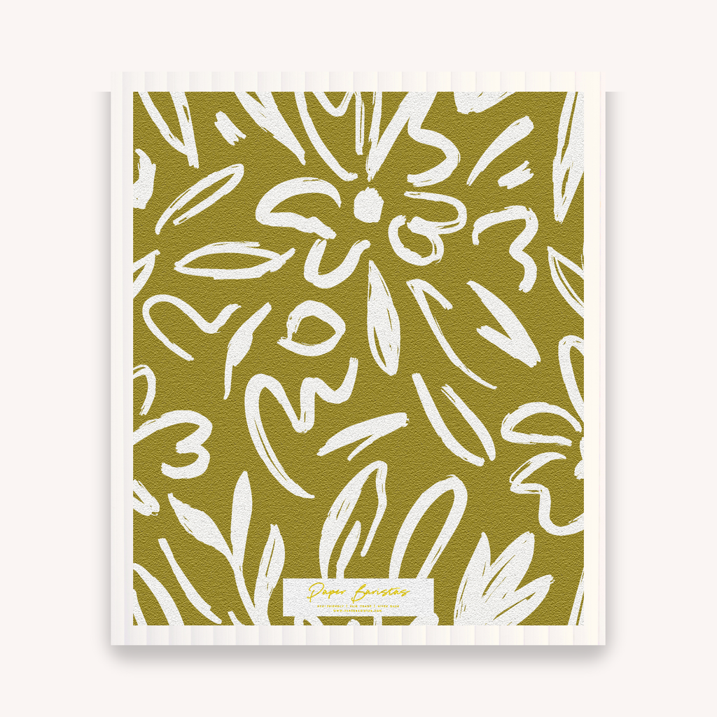 Set of 3 Swedish Dishcloth: Earthy Florals Combo