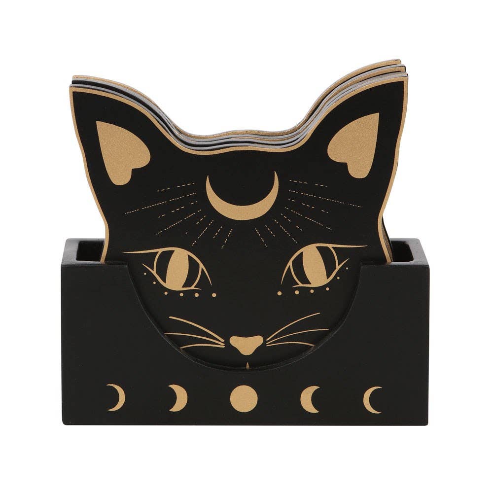 Black Cat Mystic Drink Coaster Set