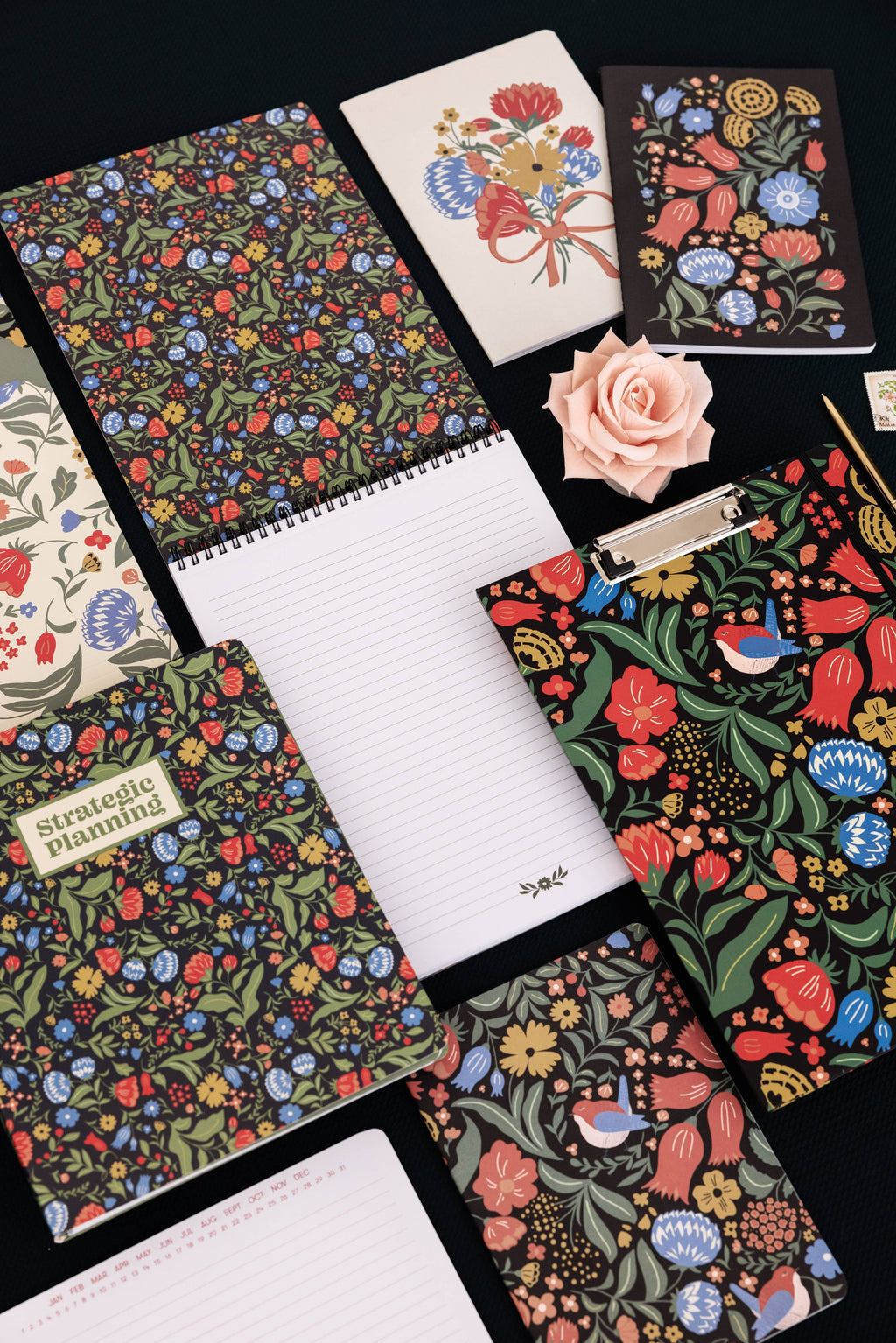 Large Top Spiral Notebook, Wanderlust Black