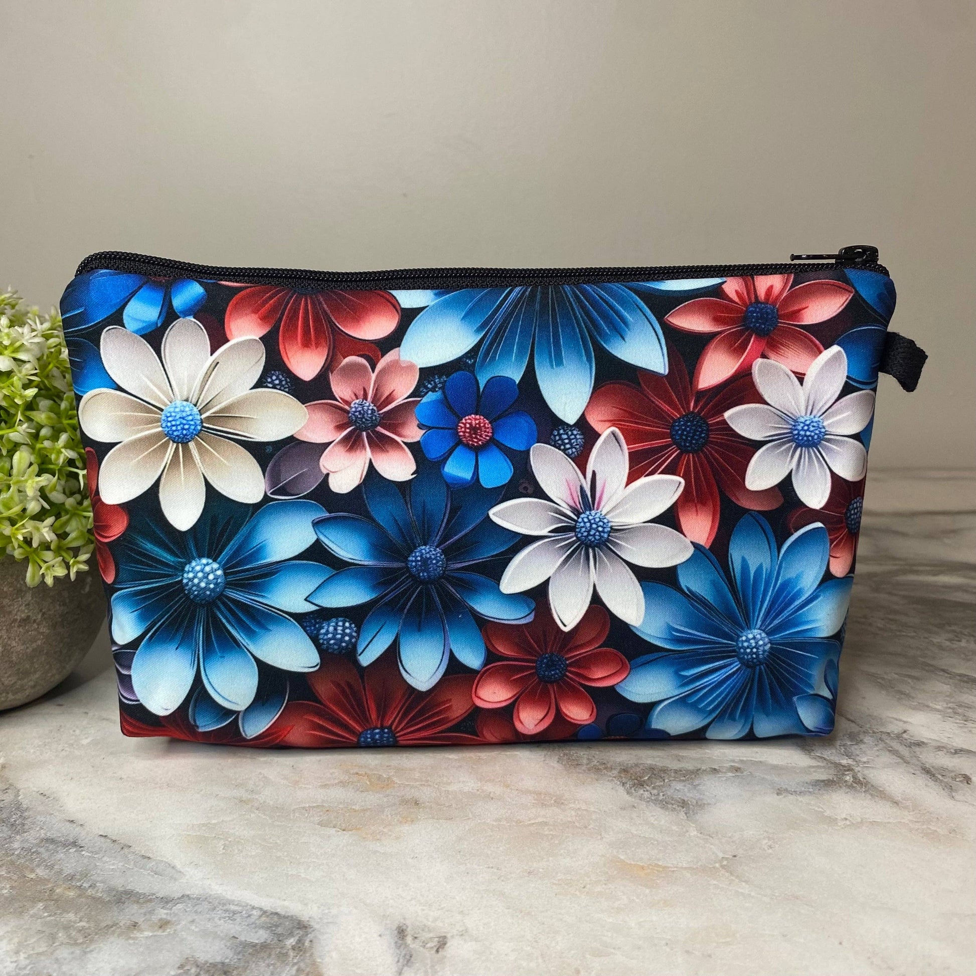 Pouch - Floral Red Blue
