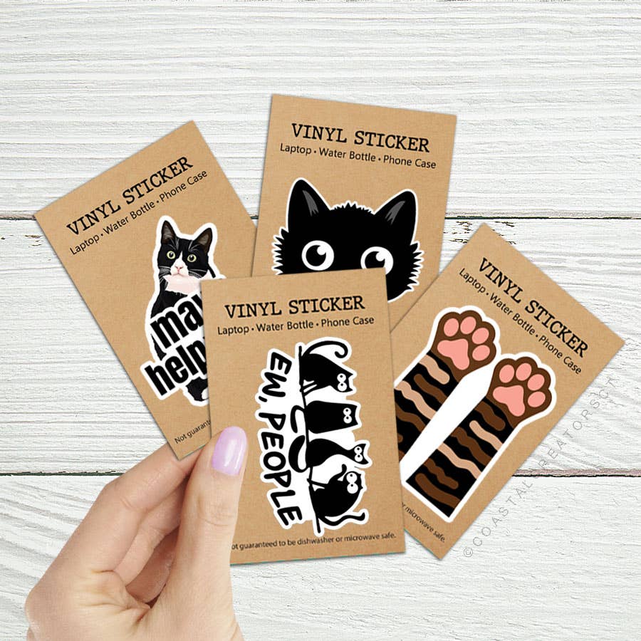 Cat "Ew People" Laptop & Water Bottle Sticker