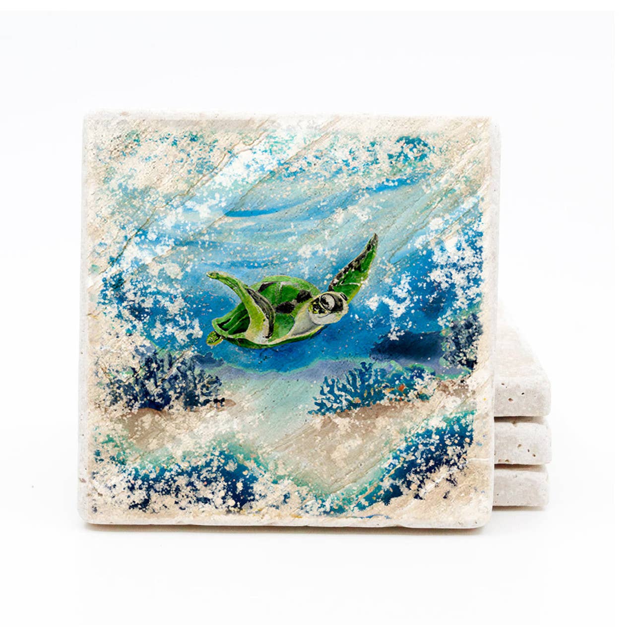 Water Color Coaster Sea Turtle