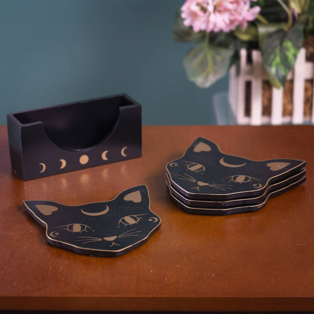 Black Cat Mystic Drink Coaster Set