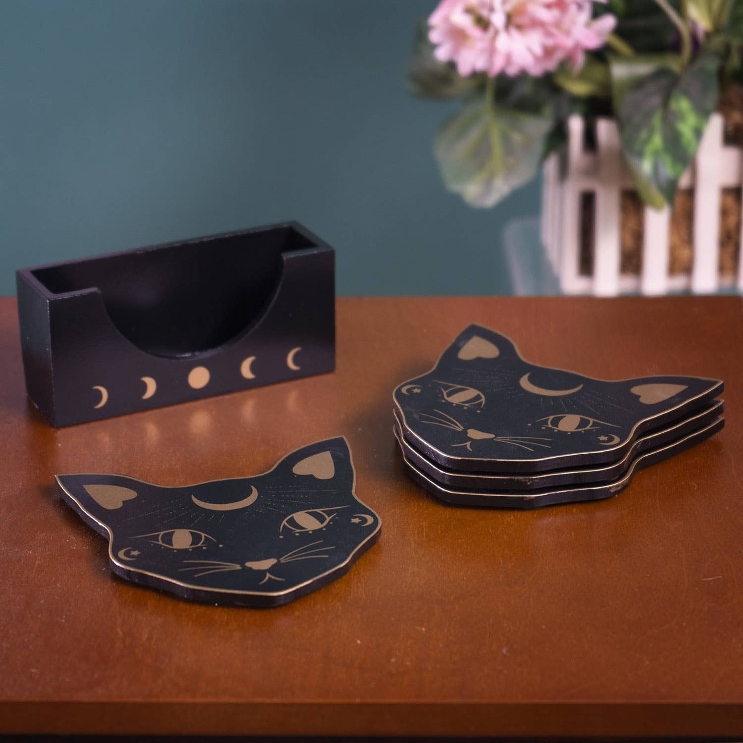 Black Cat Mystic Drink Coaster Set