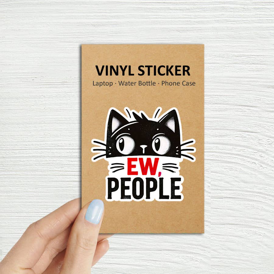 Cat Ew People Laptop, Water Bottle Sticker