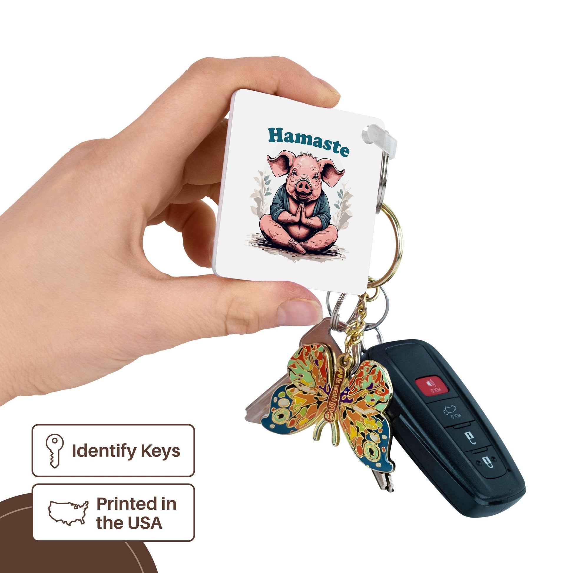 Pig Yoga. Namaste. Hamaste. National Pig Day Humor, Keychain