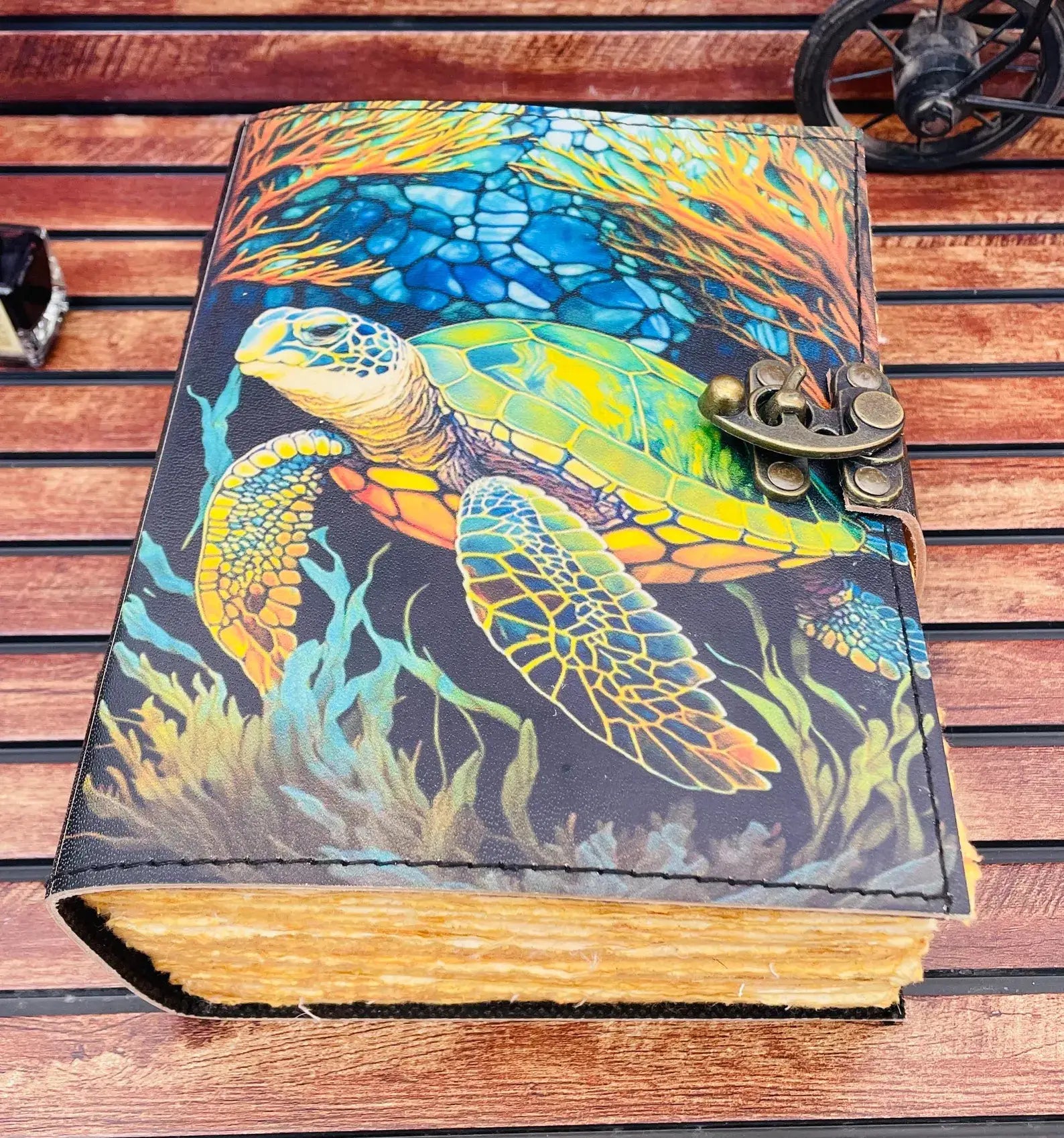 Sea Turtle - Leather Journal Blank Vintage Notebook