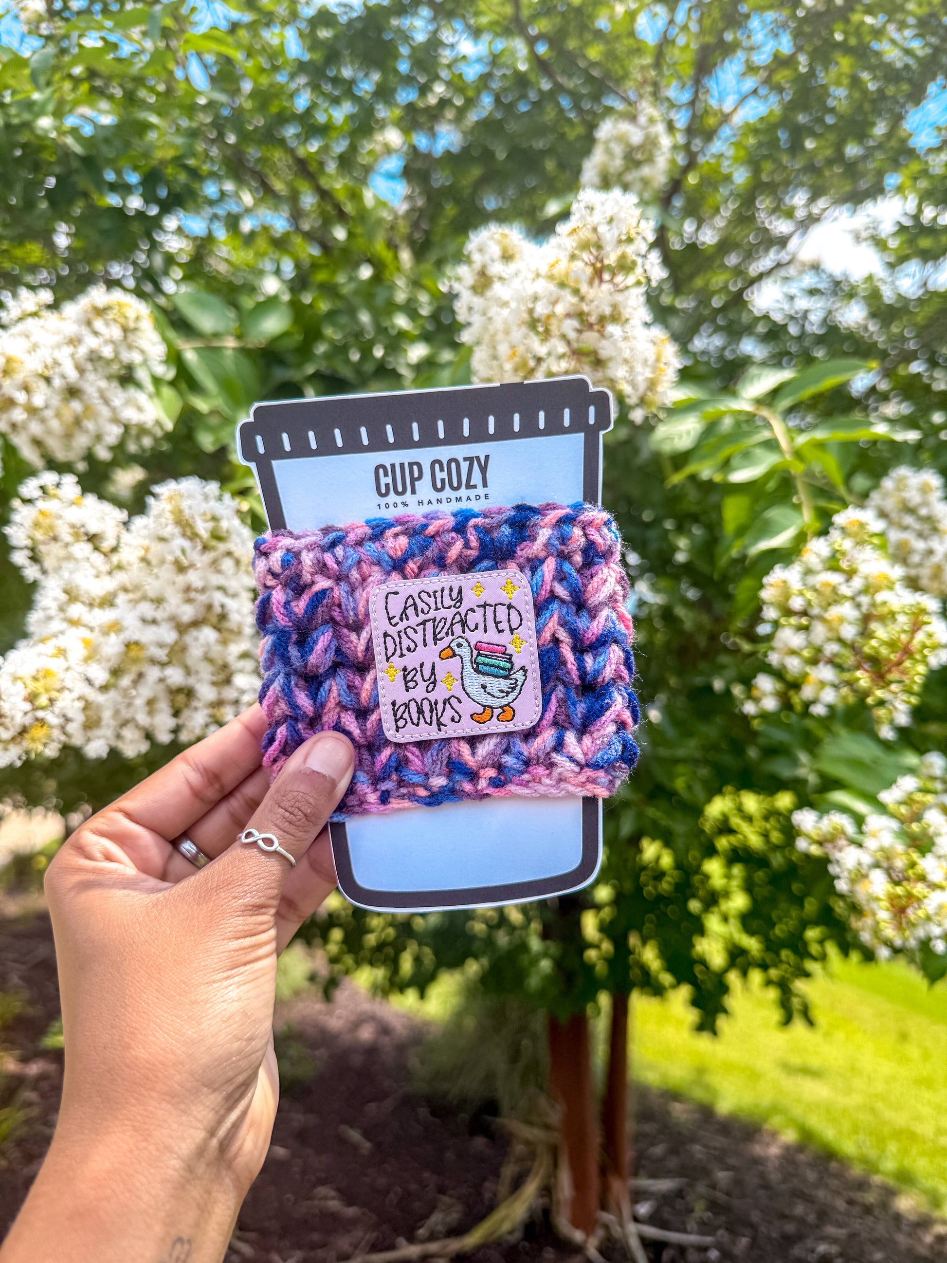 Easily Distracted by Books Cup Cozy / Book Lover Drink Cozy