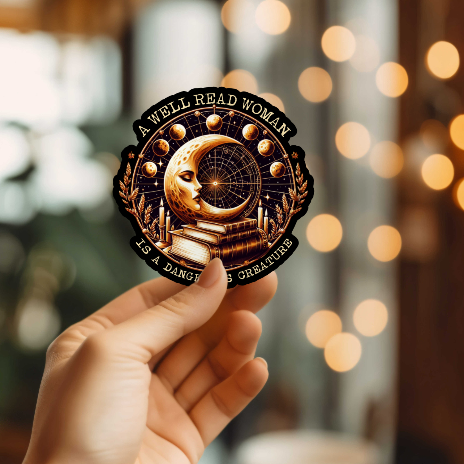 Beautiful Book Moon Vinyl Sticker