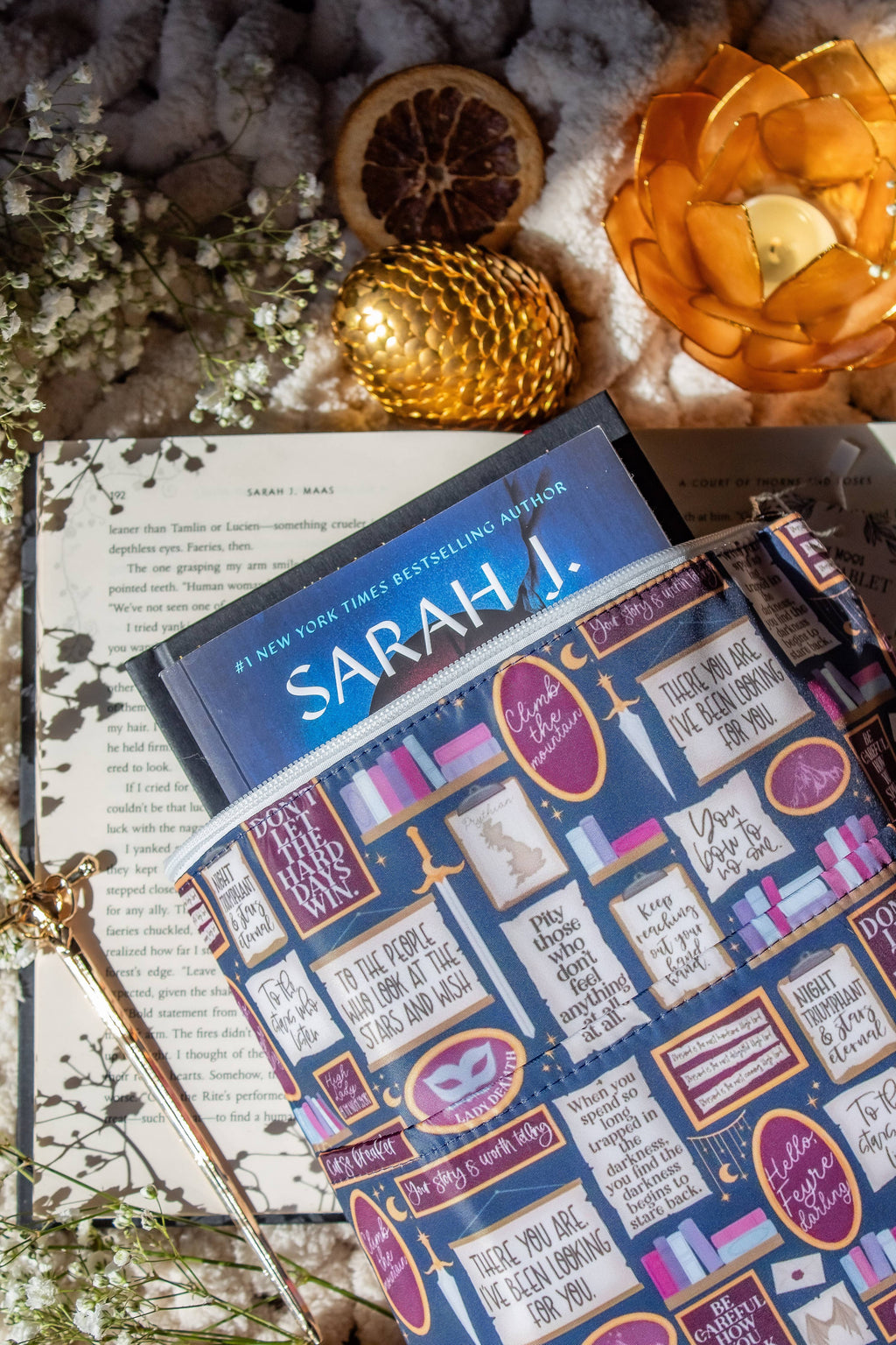 Water-Resistant Book / Tablet Sleeve | ACOTAR Quote Wall