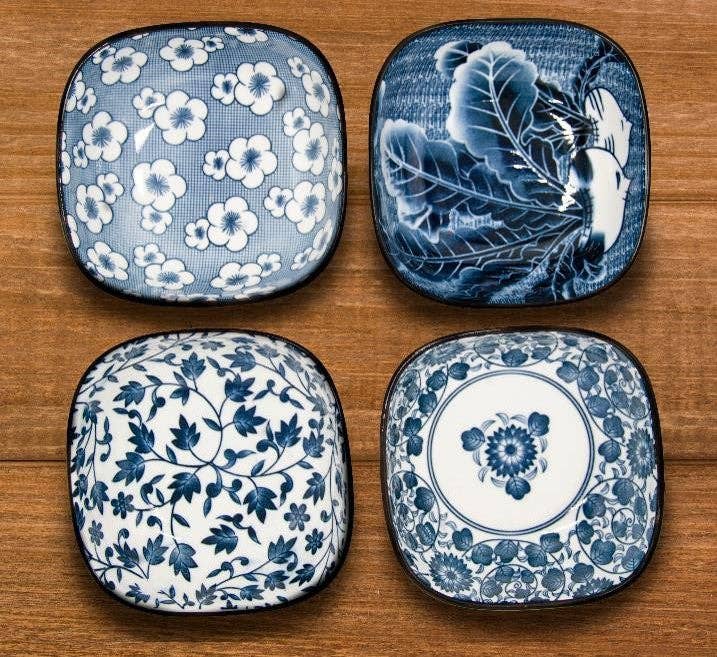 Blue & White Ceramic Bowls - Set of 4