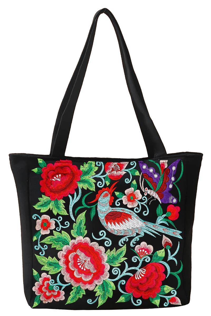 Huipil Floral Embroidered Tote