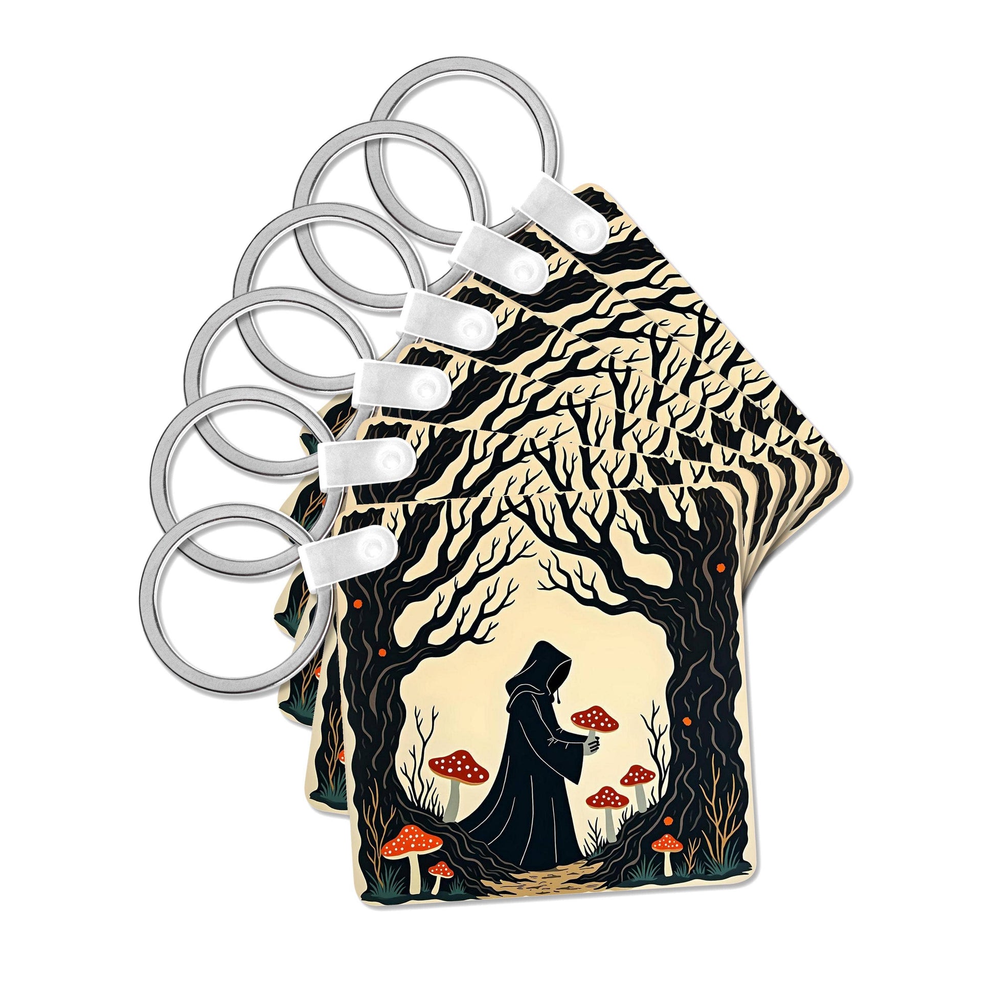Cloaked Forager Collecting Toadstools, Key Chain