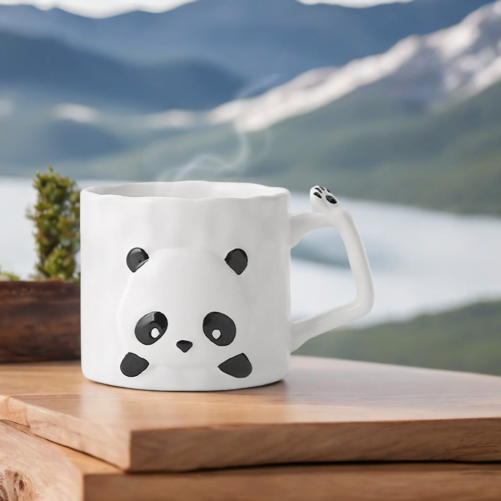 Embossed Ceramic Panda Mug