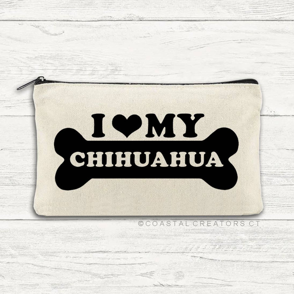 I Love My Chihuahua Multi-Use Canvas Zipper Pouch