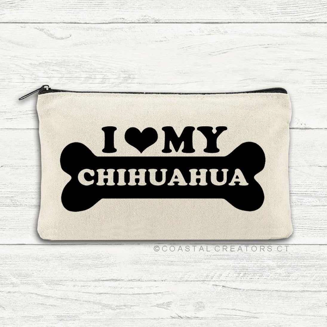 I Love My Chihuahua Multi-Use Canvas Zipper Pouch