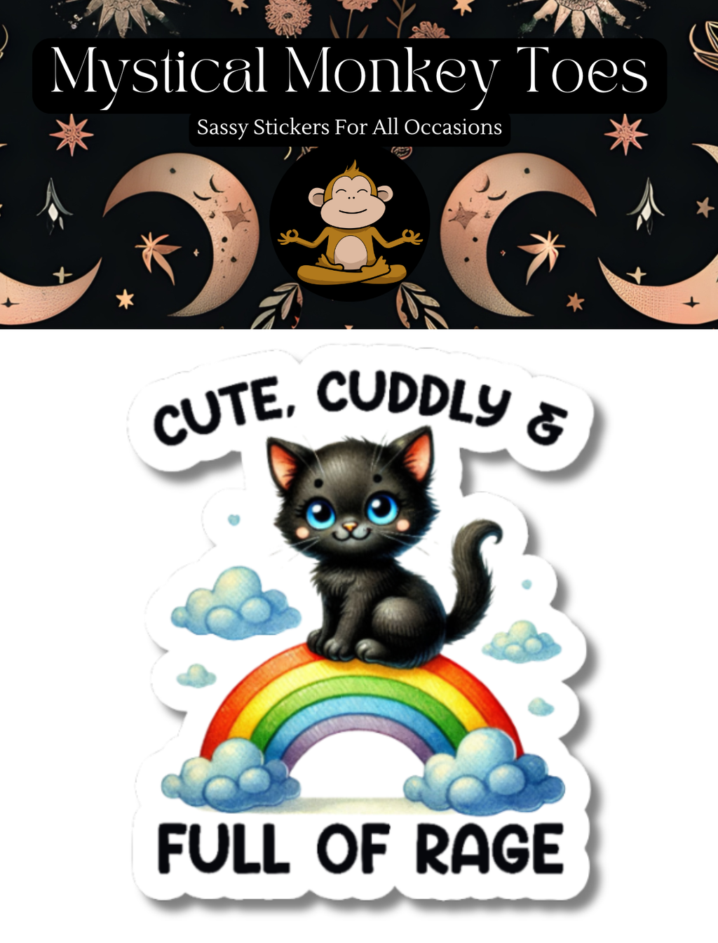 Funny Cute, Cuddly & Full Of Rage Vinyl Sticker