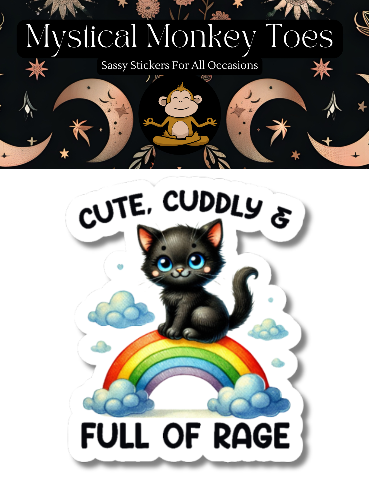 Funny Cute, Cuddly & Full Of Rage Vinyl Sticker