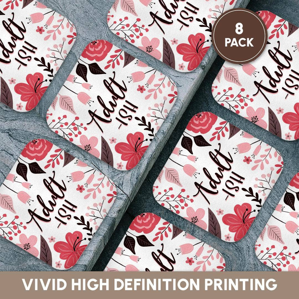 Adultish - Pretty Pink Floral, Soft Coaster