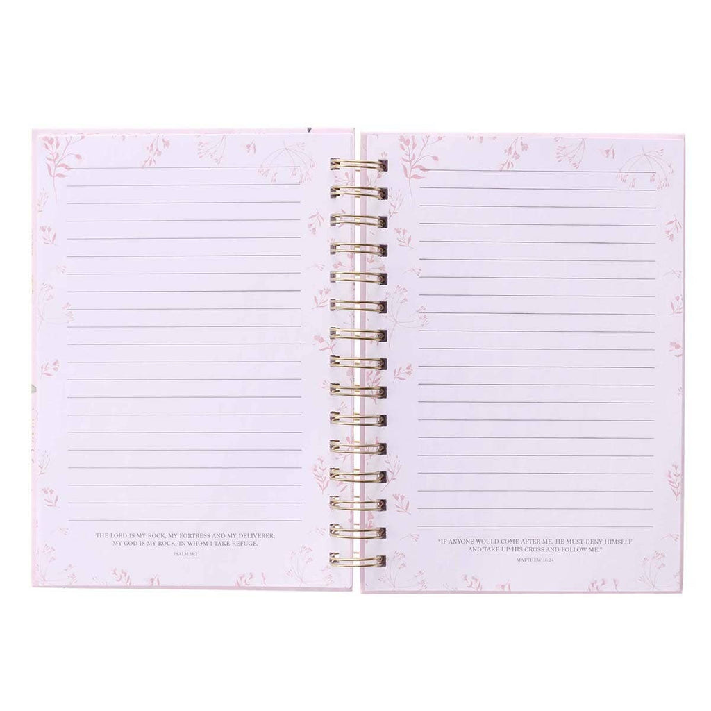 Journal Wirebound Pink Floral New Strength Ps. 23:3