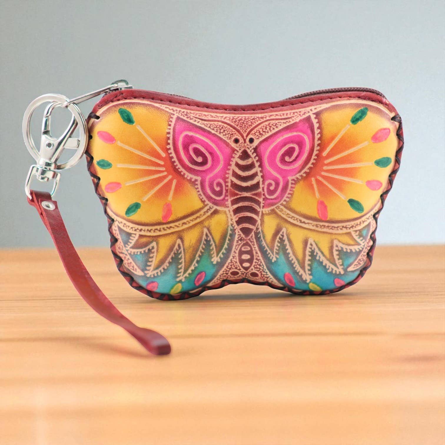 Handmade Leather Butterfly Coin Purse - T305