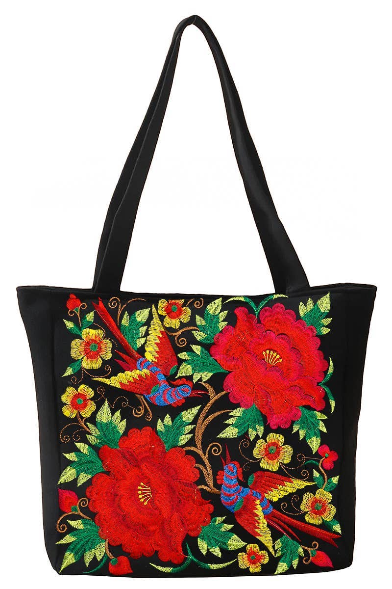 Huipil Floral Embroidered Tote