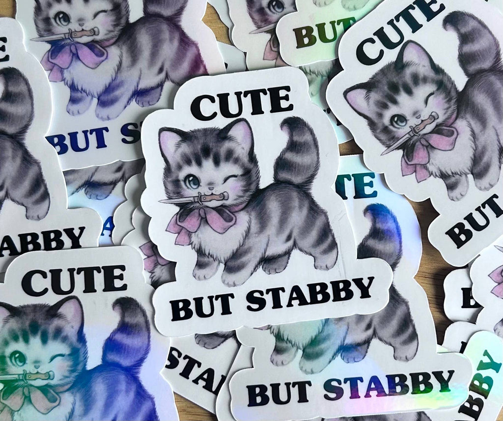 Vintage Style Sticker "Cute But Stabby"