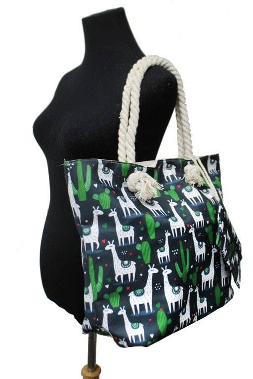 Llama And Cactus Tote Bag