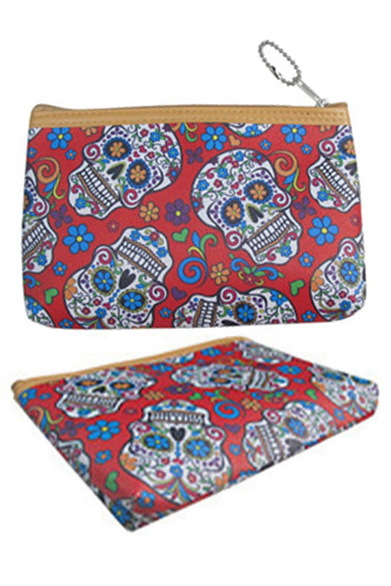 Sugar Skull Cosmetic Makeup Pouch Clutch Bag