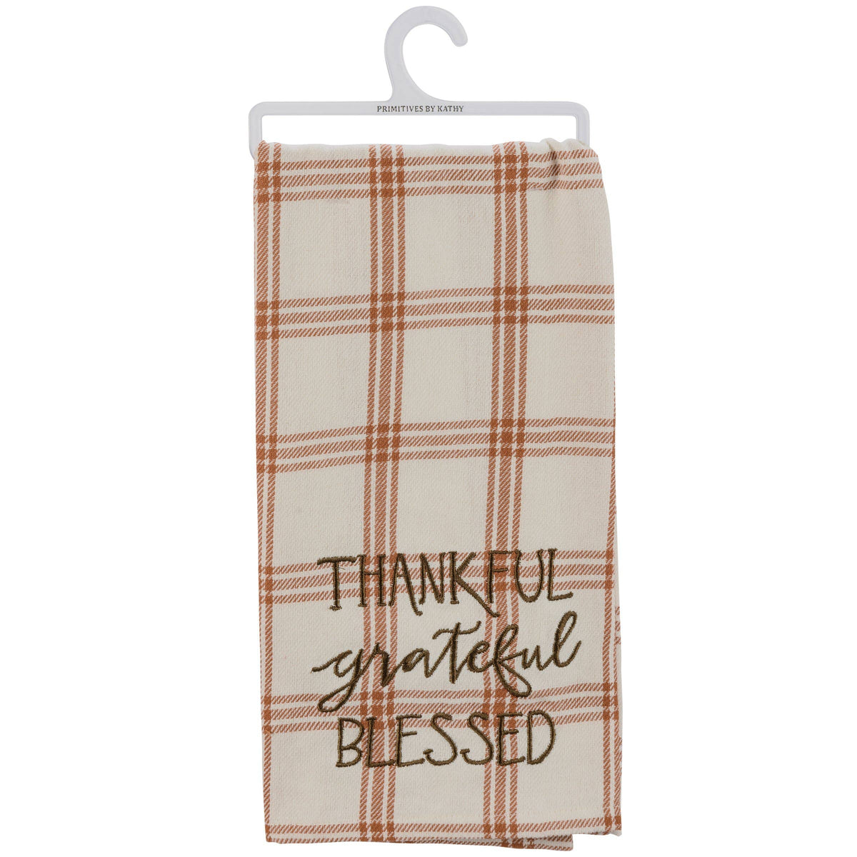 Thankful Grateful Blessed Plaid Kitchen Towel