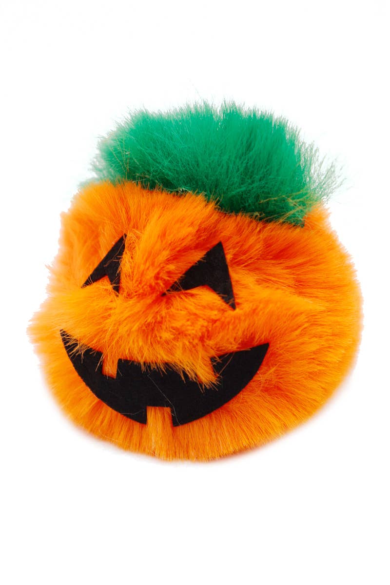 Halloween Pumpkin Fuzzy Faux Fur Pom Pom Key Chain