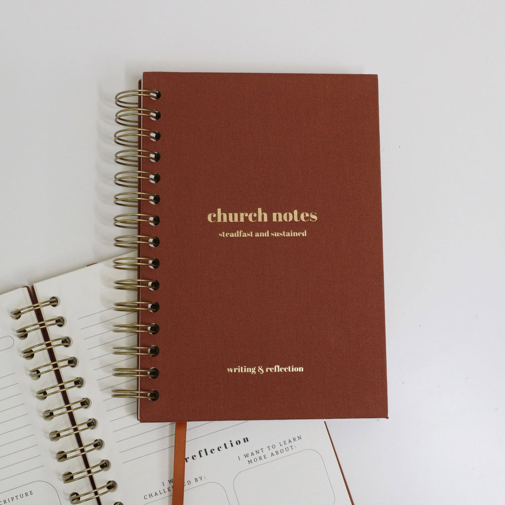 Church Notes Journal - Spiral Linen Brown