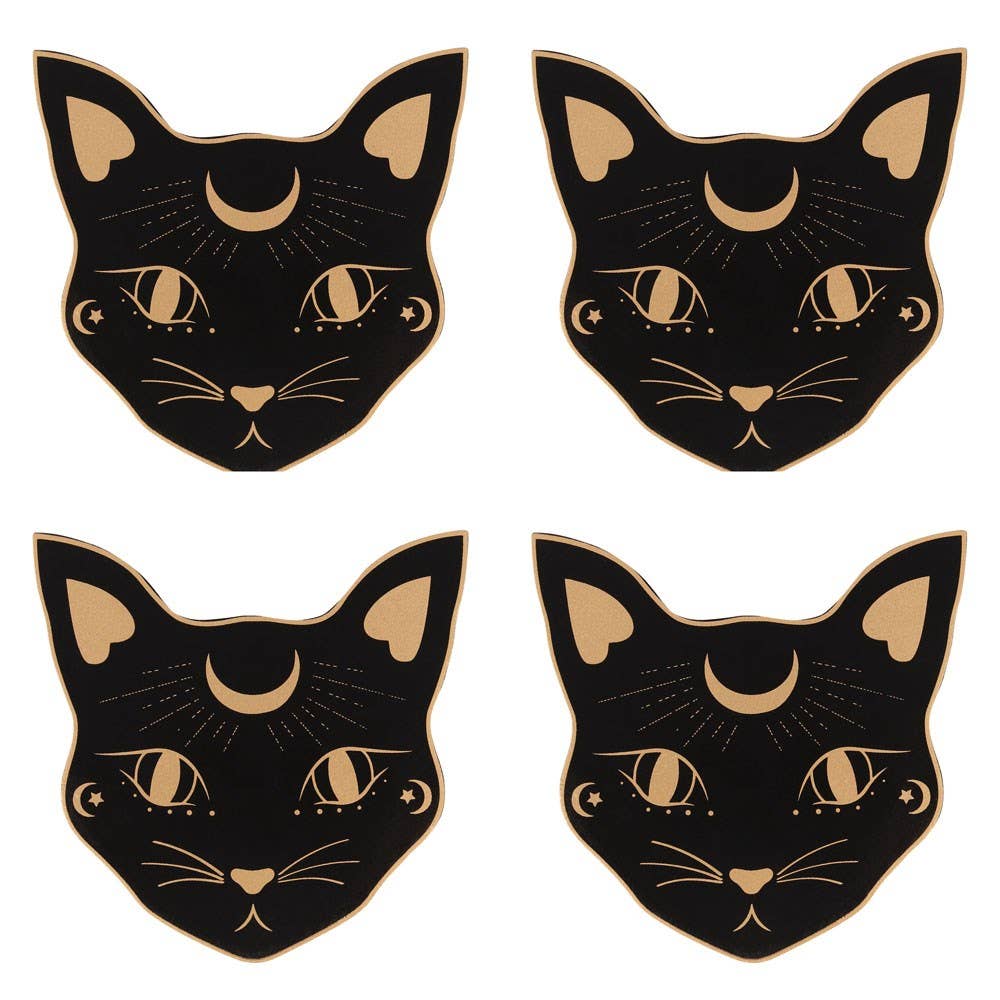 Black Cat Mystic Drink Coaster Set