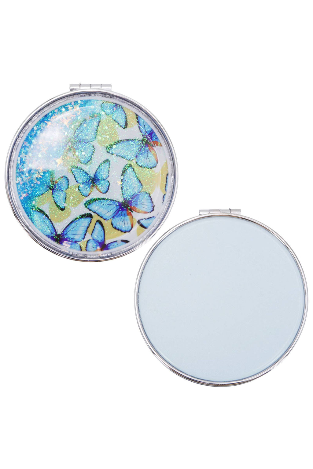 Butterfly Liquid Glitter Circular Compact Mirror
