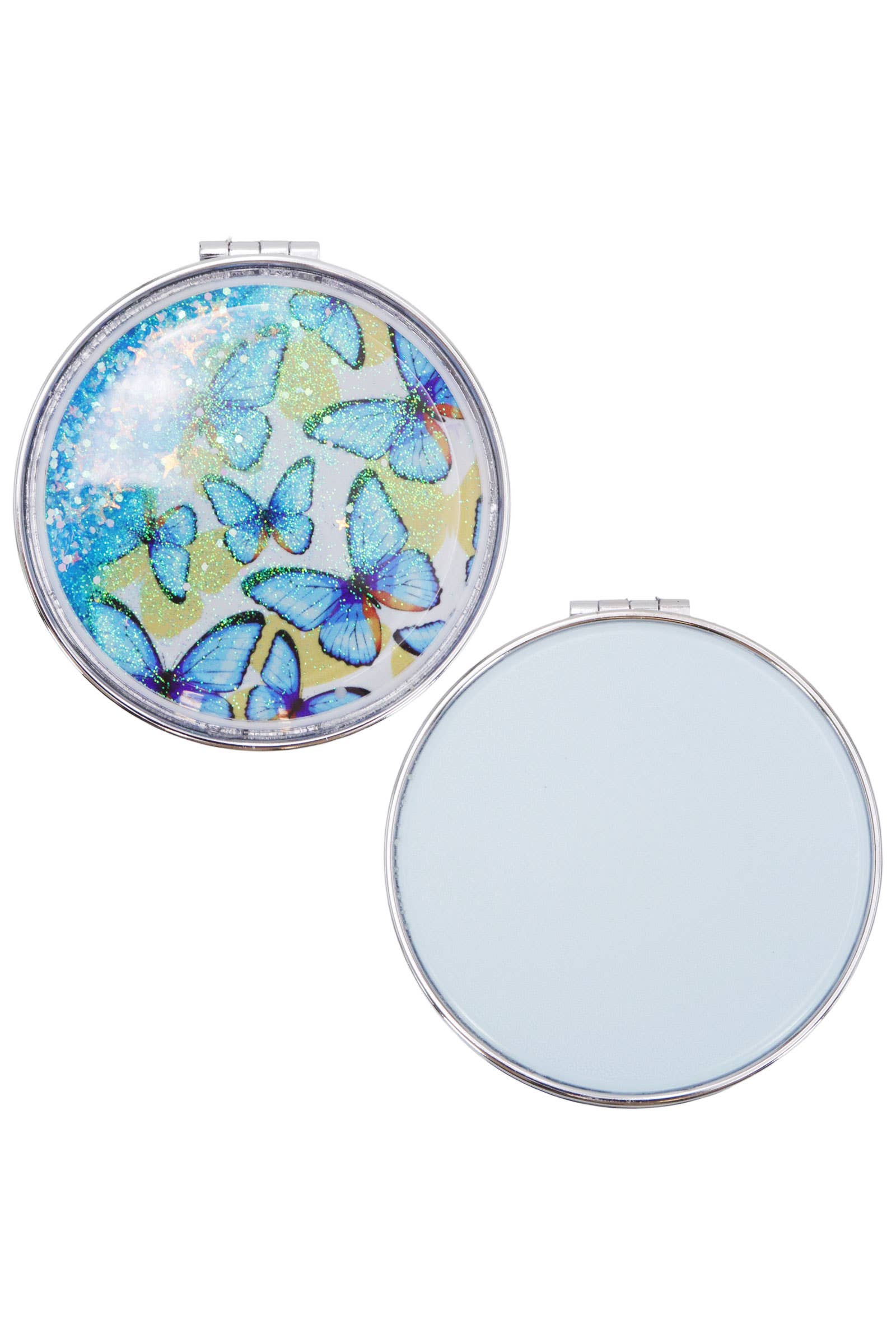 Butterfly Liquid Glitter Circular Compact Mirror