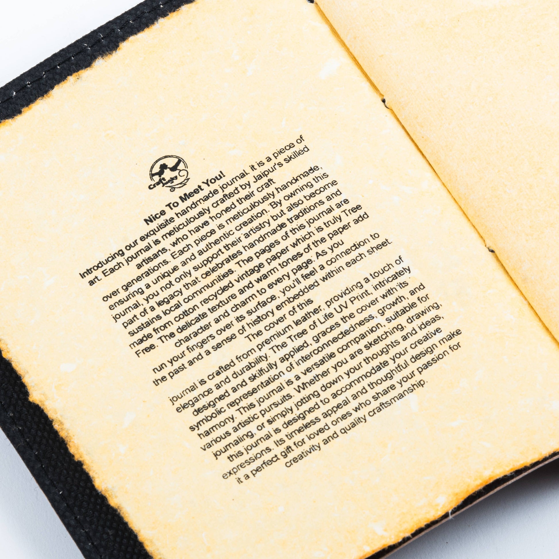 Leather Journal Notebook with Vintage Paper Tree Print