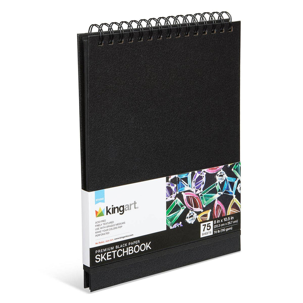 Black Paper Sketchbook - Top Spiral - 8" x 10.5" - 75 Sheets