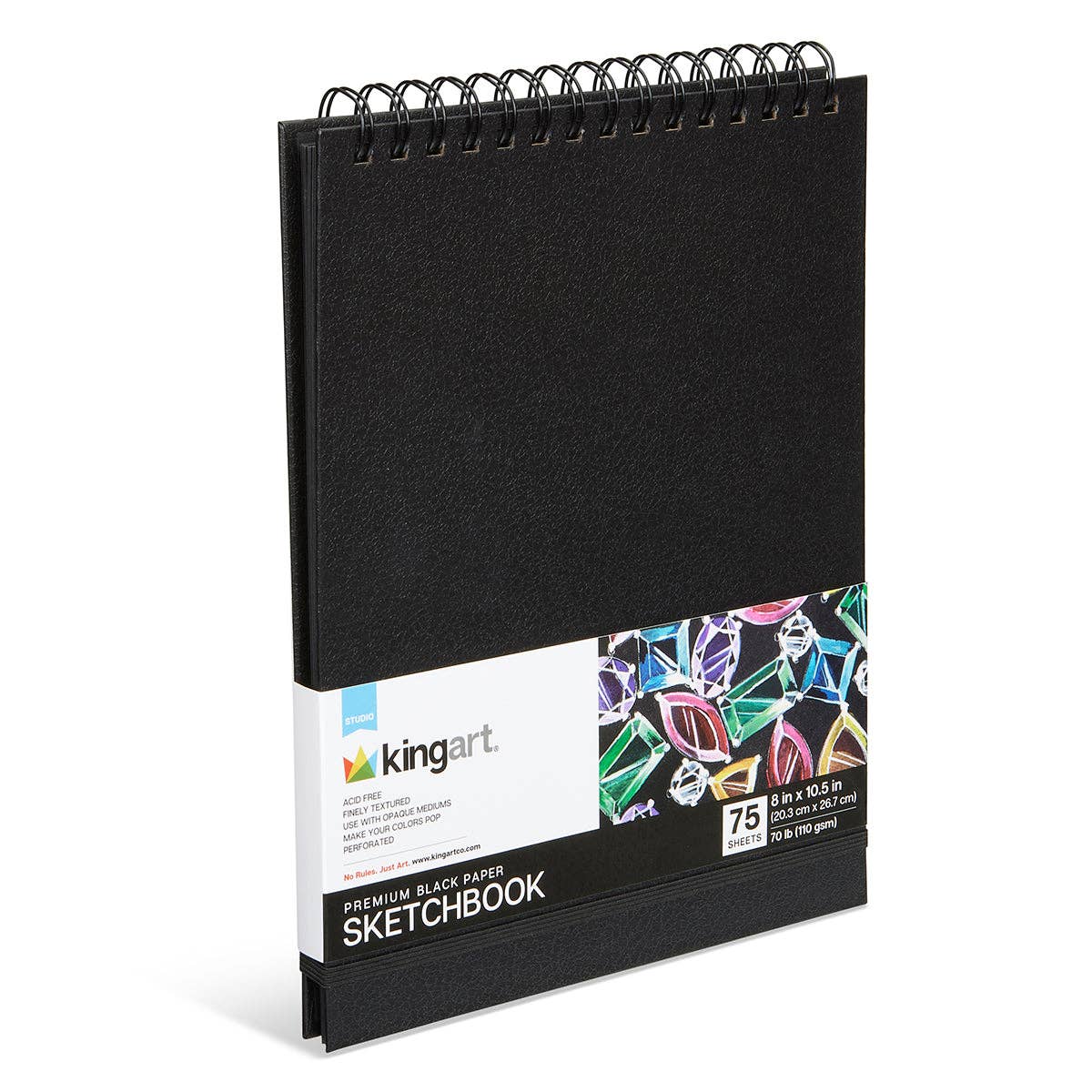 Black Paper Sketchbook - Top Spiral - 8" x 10.5" - 75 Sheets
