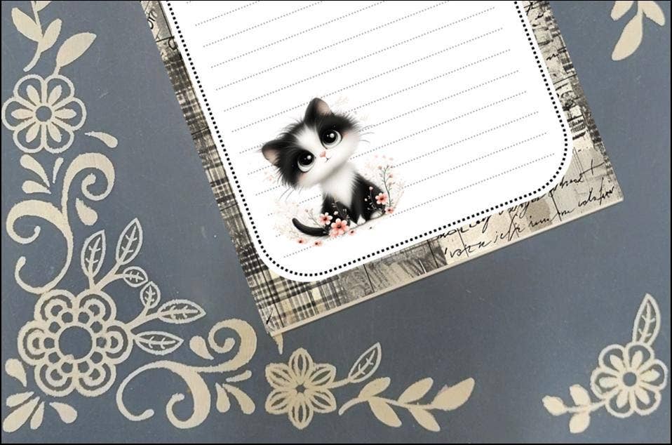 Notepad Cat Black & White Kitten, Stationery
