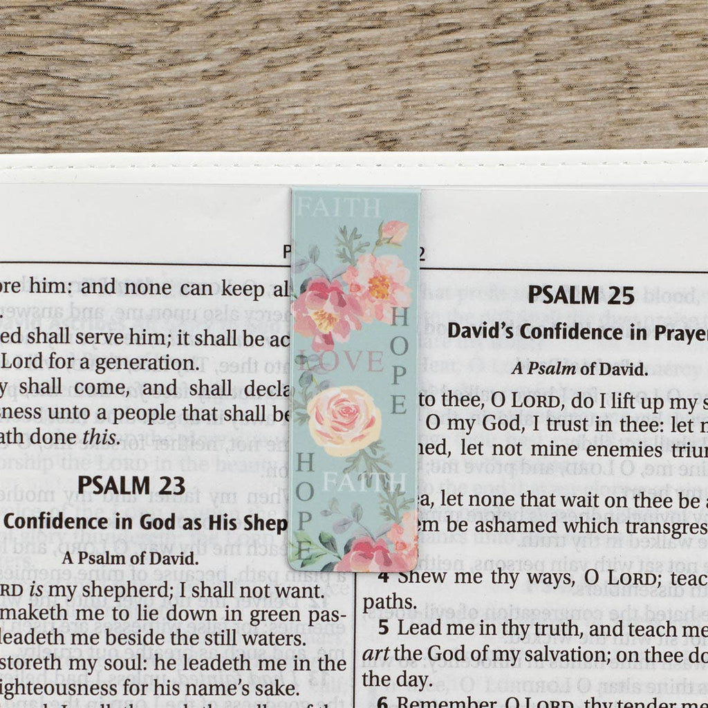 Magnetic Bookmark Set Vintage Floral Faith, Hope, Love
