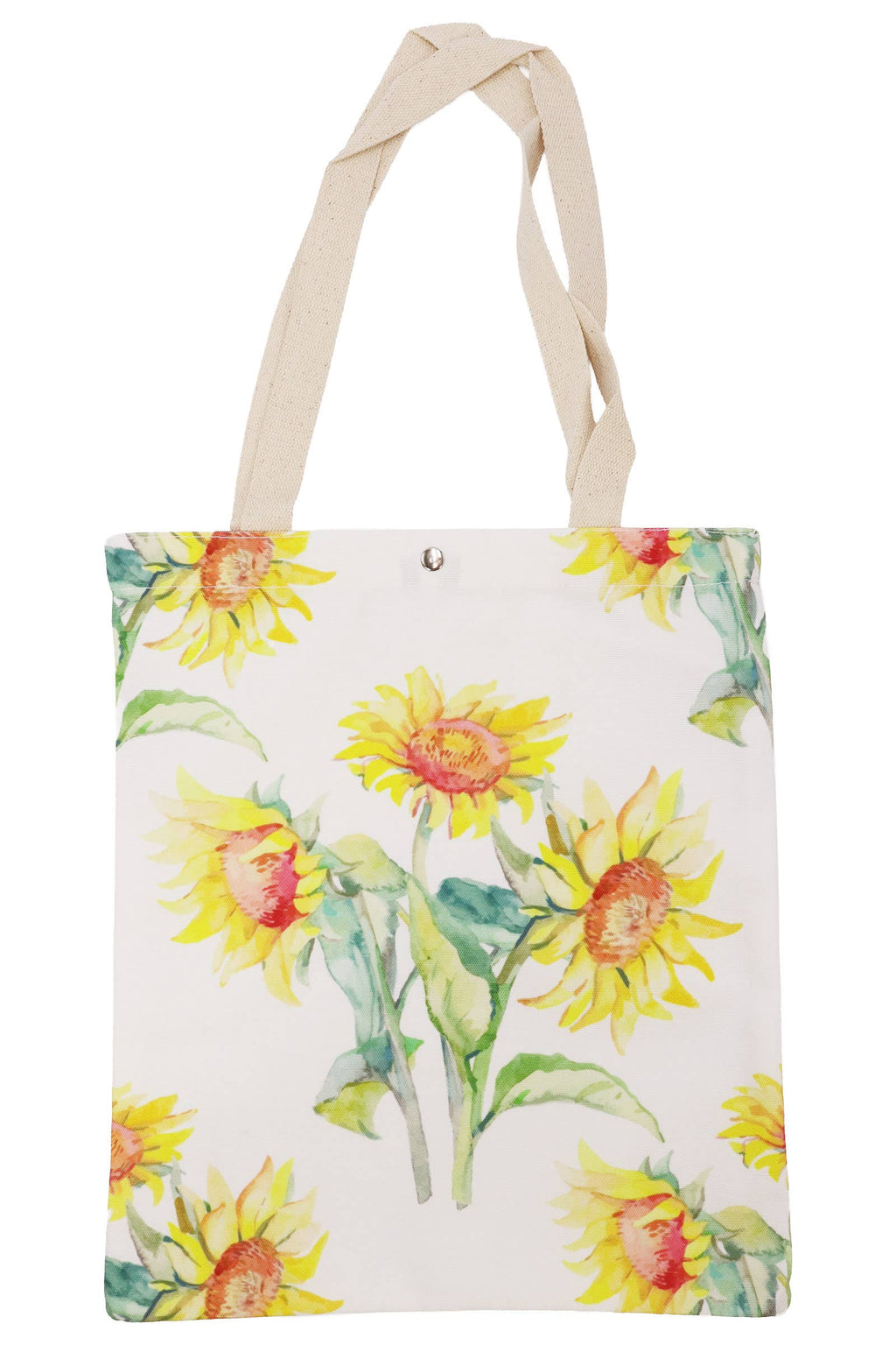 Sunflower Print Canvas Tote Bag