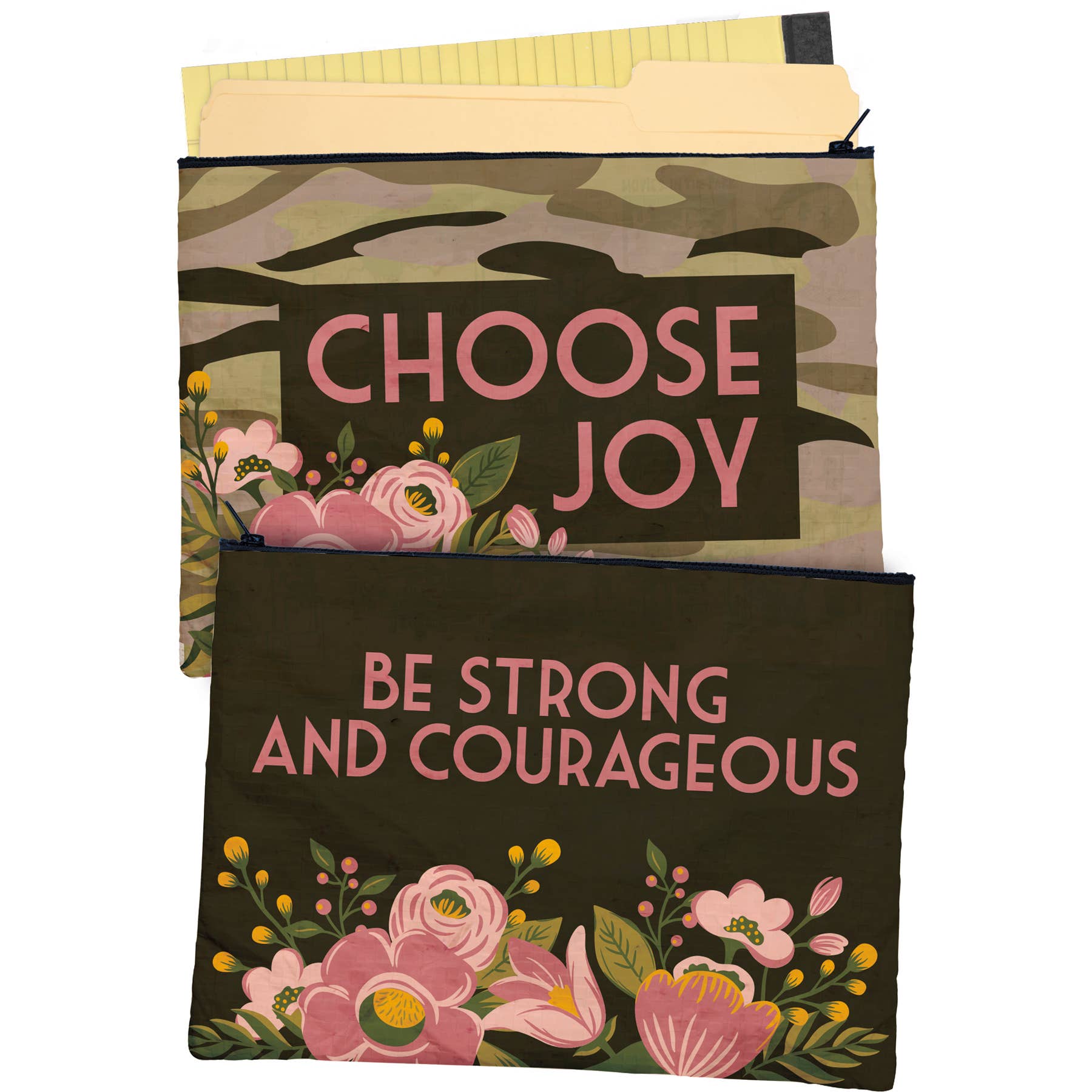 Be Strong And Courageous Zipper Folder