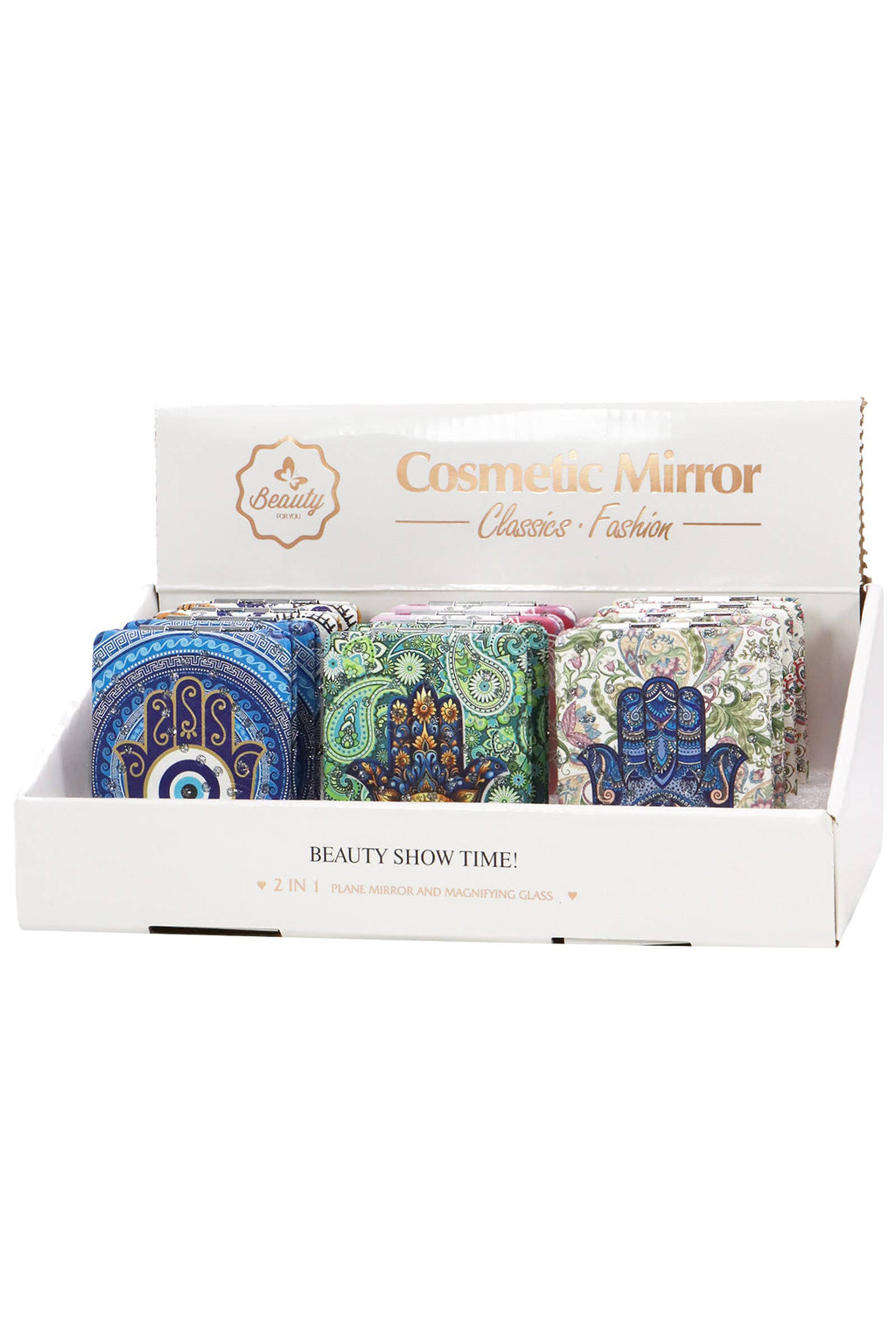 Hamsa Hand Glitter Compact Mirror - 12 Pc