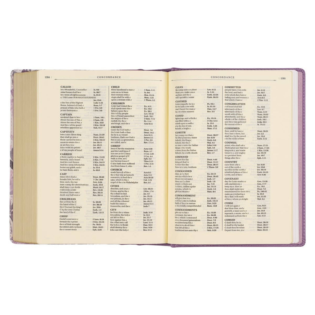 KJV Note-taking Bible Faux Leather HC, Purple Floral Printed